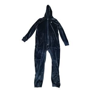L One Piece OnePiece Original Velvet Fitted Jumpsuit Zip Velour Hood Blue Norway